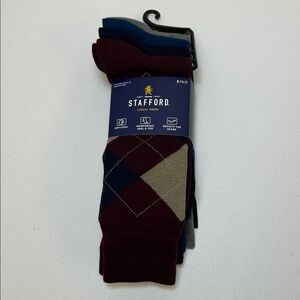 NWT Stafford Men's Argyle Dress Socks - Burgundy, Navy, Blue, Gray and Black